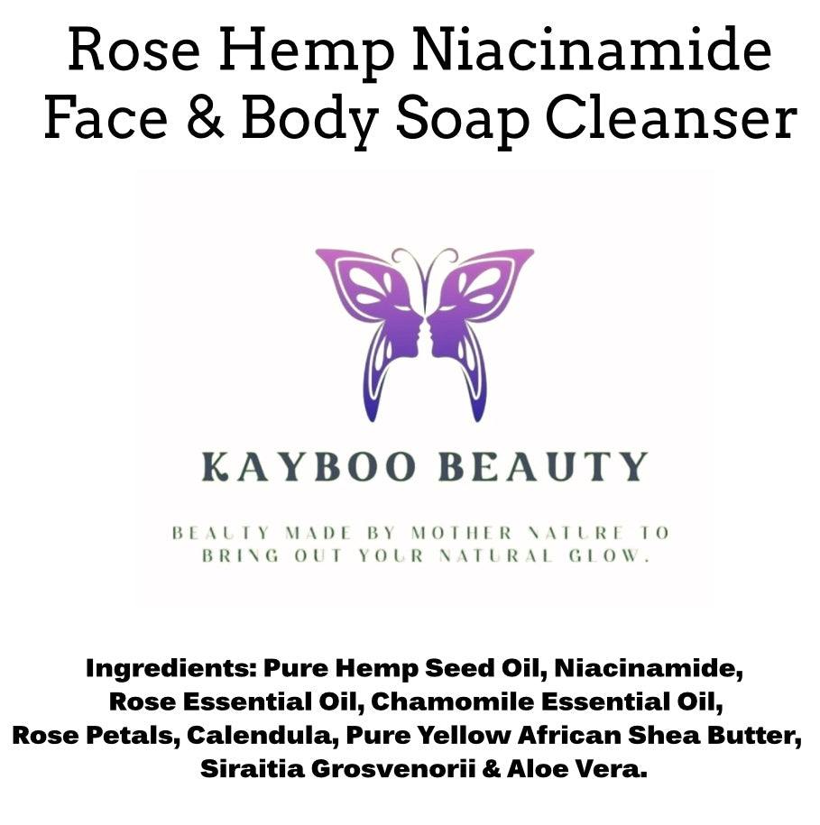 Kayboo Beauty Rose Hemp Niacinamide Face & Body Soap Cleanser
