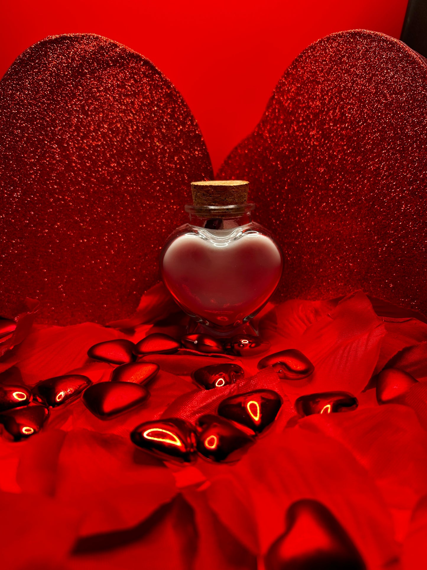 Valentines Day Mini Lavender Vanilla Heart Candle with Lavender & Amethyst