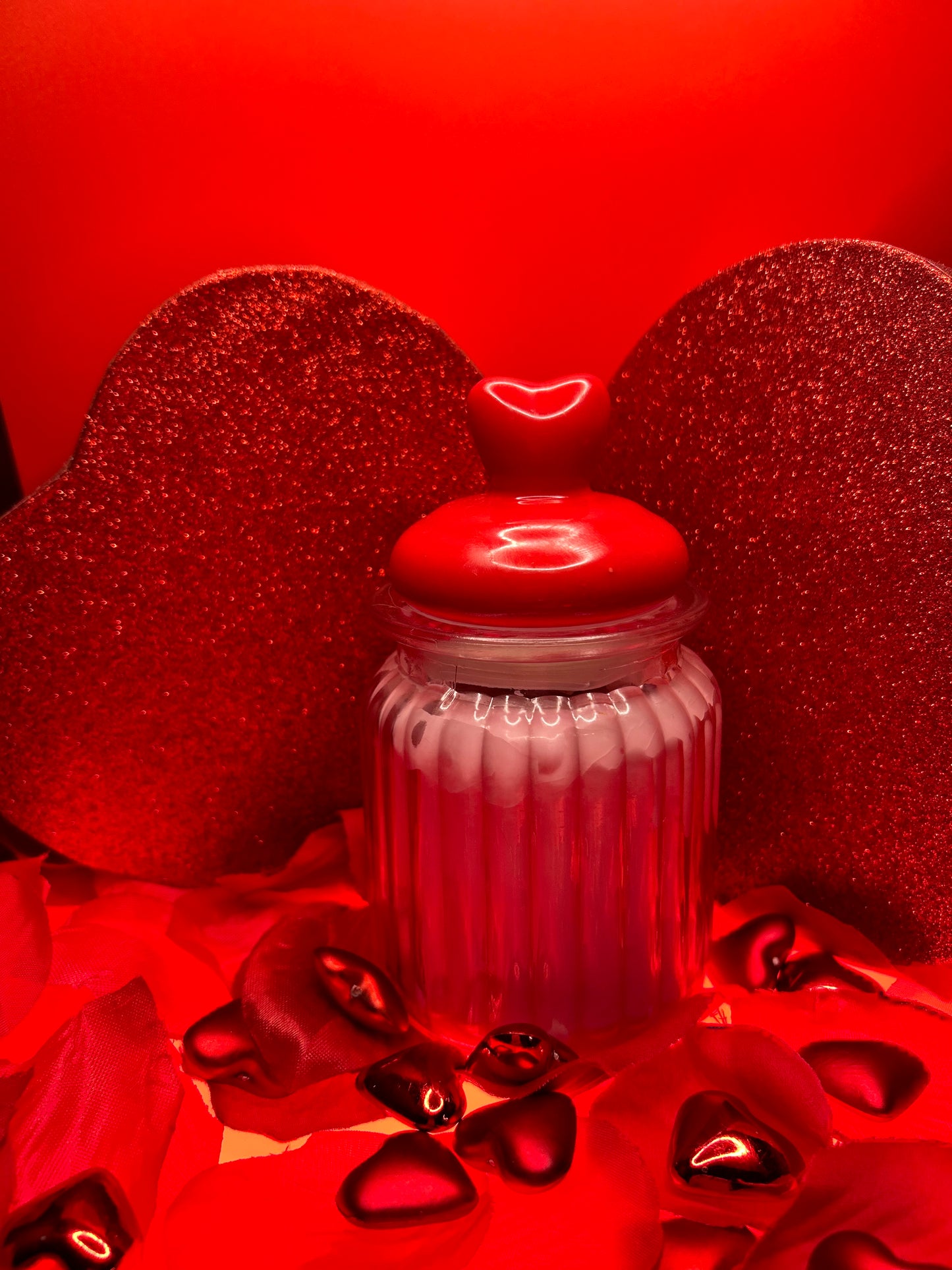 Valentines Day Rose Vanilla Candles with Rose Petals & Rose Quartz