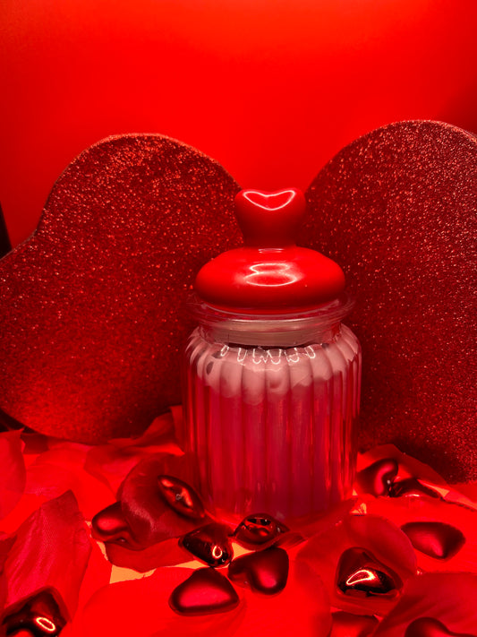 Valentines Day Rose Vanilla Candles with Rose Petals & Rose Quartz